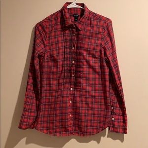 J. Crew Plaid Ruffle Shirt